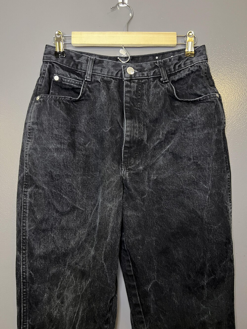 Vintage Gitano Mom Jean Women 12 Black Acid Wash High Rise Relaxed Denim Tapered